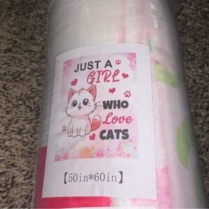 Just a Girl Who Loves Cats Blanket - Pink and White